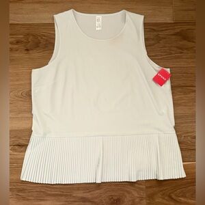 Spanx NWT Yes Pleats Peplum Tank Top sz Large, in Cloudy Gray/White